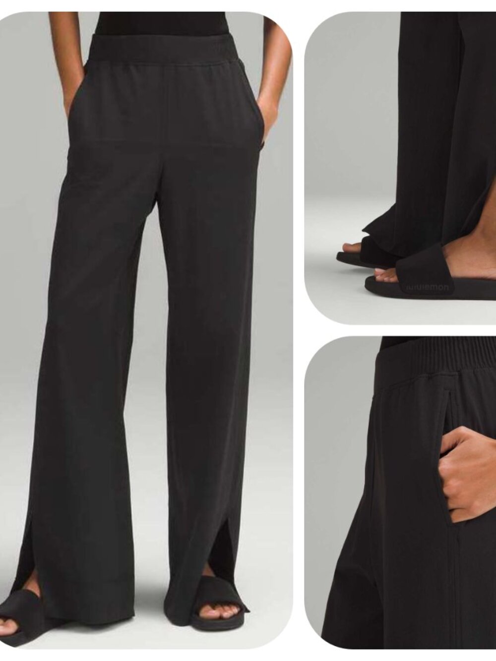Lululemon MEDIUM Stretch Woven Wide Leg High Rise Pants black 29X31"